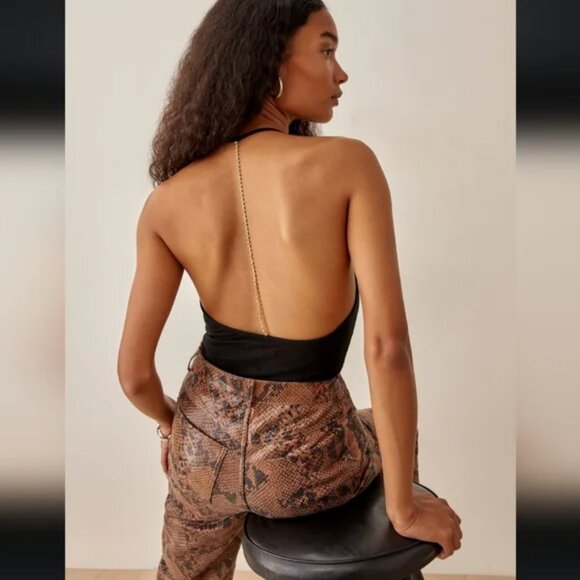 REFORMATION Davin Top | Rhinestone T-Strap Back | Knit | Black | NWT | Size S - Picture 8 of 8